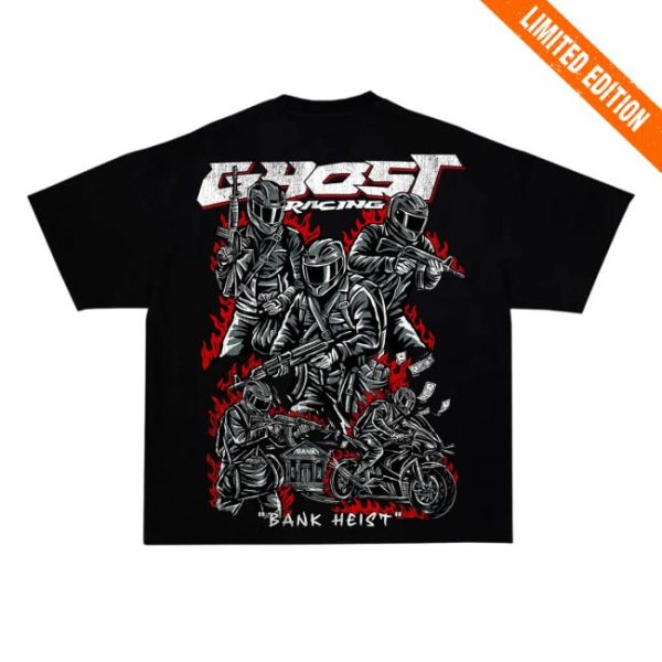 Official Ghost Racing Store Merch Bank Heist Black Shirt