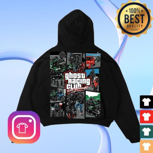 Official Ghost Racing Store Merch Gta Bootleg Black Hoodie