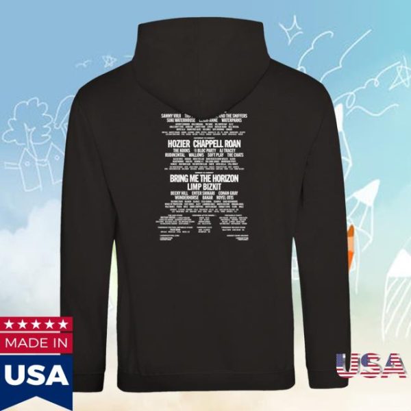 Reading And Leeds Festival Merch Store Leeds 2025 Black Pullover Line-Up Hoodie