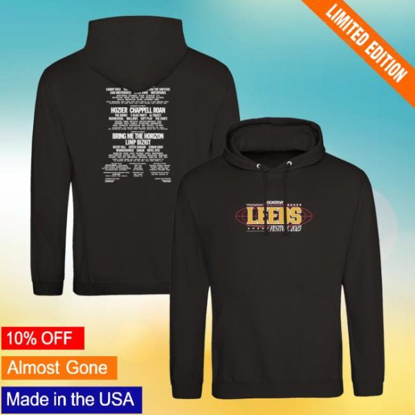 Reading And Leeds Festival Merch Store Leeds 2025 Black Pullover Line-Up Hoodie