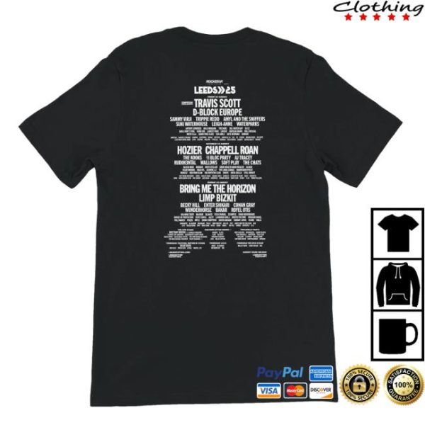Reading And Leeds Festival Merch Store Leeds 2025 Line-Up Black T-Shirt