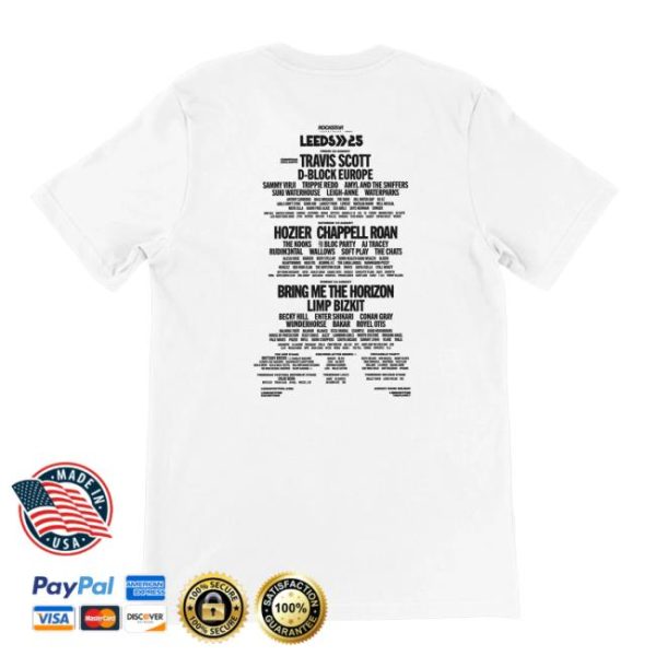 Reading And Leeds Festival Merch Store Leeds 2025 Line-Up White T-Shirt