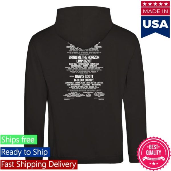 Reading And Leeds Festival Merch Store Reading 2025 Black Pullover Line-Up Hoodie