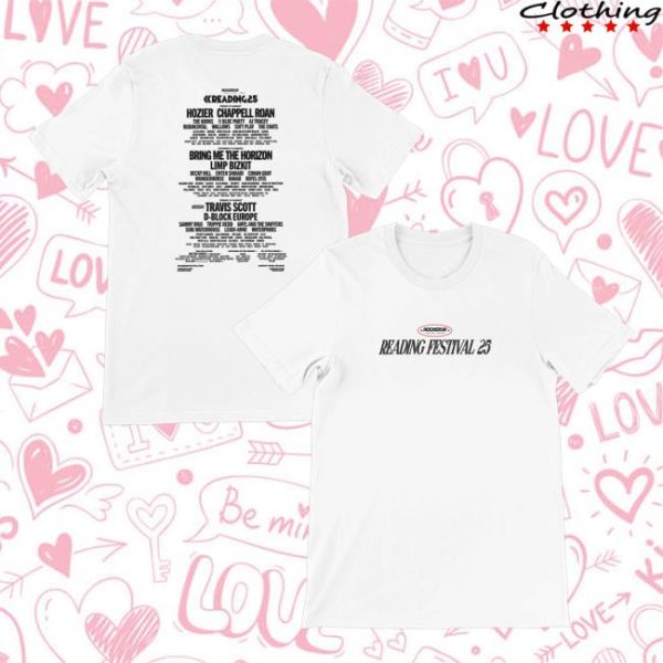 Reading And Leeds Festival Merch Store Reading 2025 Line-Up White T-Shirt