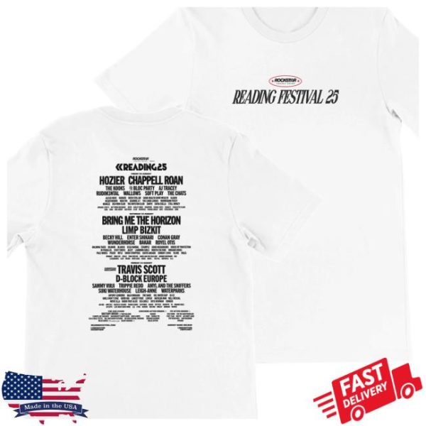 Reading And Leeds Festival Store Merch Reading 2025 Lineup White T-Shirt