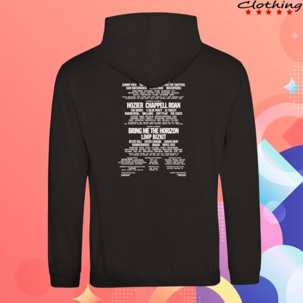 Reading And Leeds Festival Store Merch Leeds 2025 Black Pullover Line-Up Hoodie