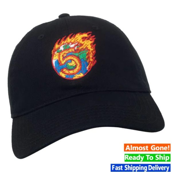 Channel 5 Merch Store On Fire Black Dad Hat