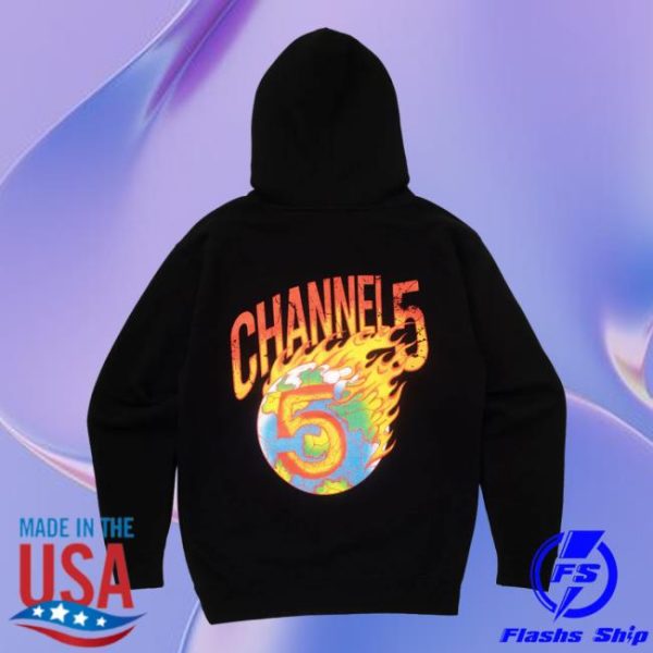 Channel 5 Merch Store On Fire Black Hoodie