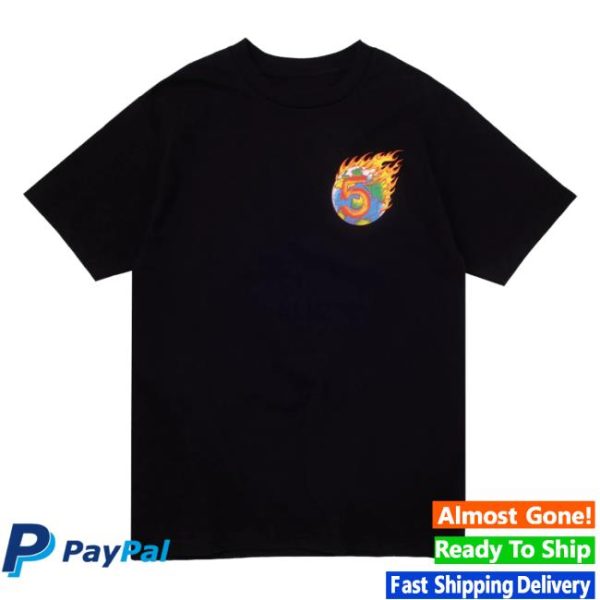 Channel 5 Merch Store On Fire Black Tee