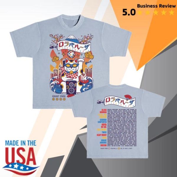 Lollapalooza Merch Store Lucky Cat Lineup Tee