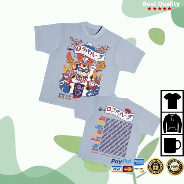 Lollapalooza Merch Store Lucky Cat Lineup Tee