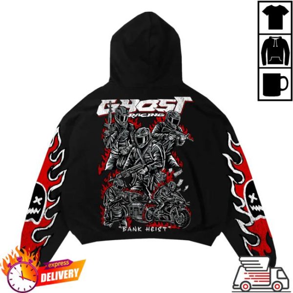Ghost Racing Merch Store Bank Heist Hoodie Black