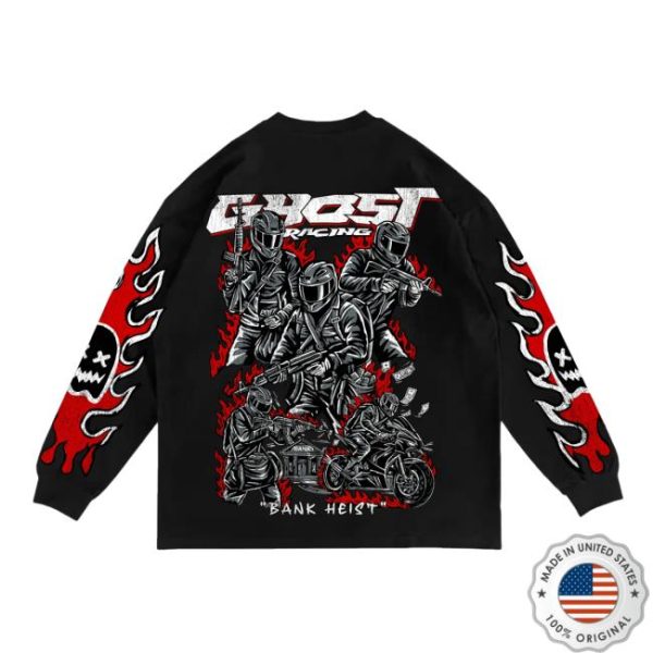 Ghost Racing Merch Store Bank Heist Long Sleeve Black