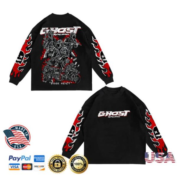 Ghost Racing Merch Store Bank Heist Long Sleeve Black