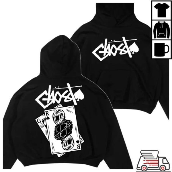 Official Ghost Racing Store Merch Playing Card V2 Black Hoodie