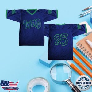 MNE Store Merch Navy And Green Freek Show Legacy Football Jersey