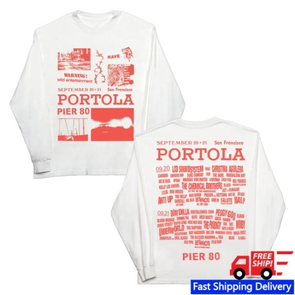 Portola Merch Store Warning Longsleeve Lineup Tee
