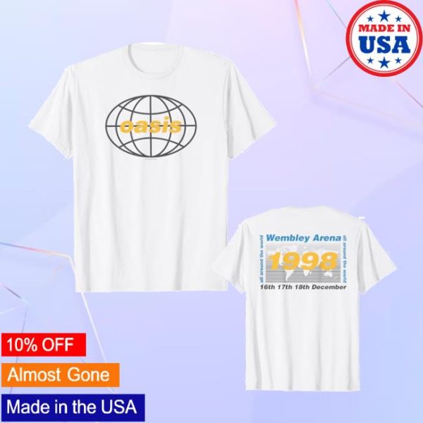 Oasis Merch Store Oasis Amazon Exclusive All Around The World 1997 White T-Shirt