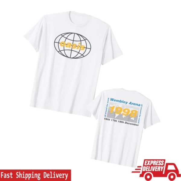 Oasis Merch Store Oasis Amazon Exclusive All Around The World 1997 White T-Shirt