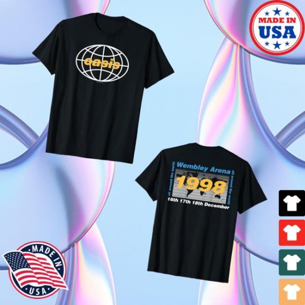 Oasis merch store Oasis Amazon Exclusive All Around The World 1997 Black T-Shirt