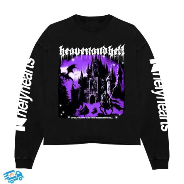 Lonely Hearts Club Store Merch Scenes From Hell Cropped Crewneck Sweatshirt