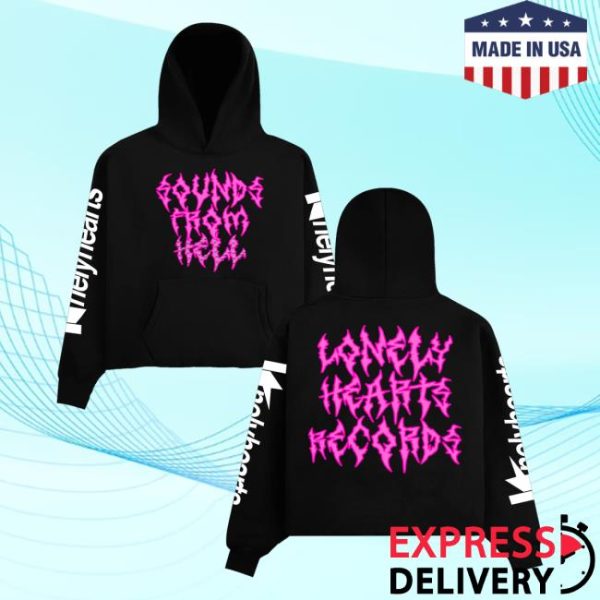 Lonely Hearts Club Merch Store Sounds From Hell Cropped Rhinestone Hoodie