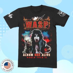 Wasp Mfl Stores Merch Album One Alive Blackie World Tour 2025 Official Black T-Shirt