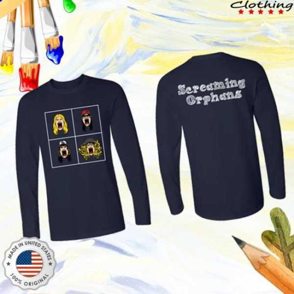 Screaming Orphans Store Merch 4 Heads Long Sleeve Navy Shirt