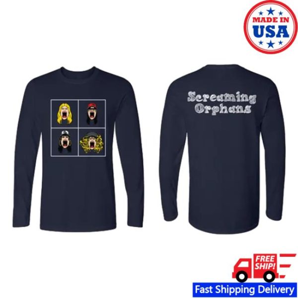 Screaming Orphans Store Merch 4 Heads Long Sleeve Navy Shirt