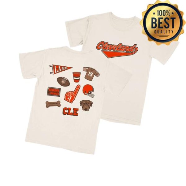 Cleclothingco Merch Store Cleveland Football Patches Crew T-Shirt