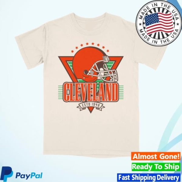 Cleclothingco Merch Store Cleveland Football Helmet Throwback T-Shirt