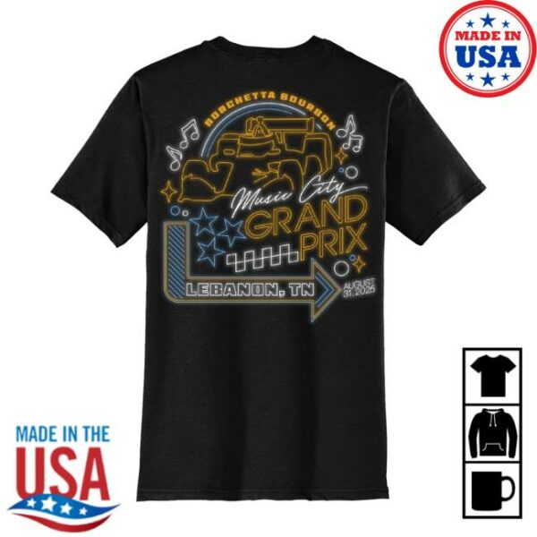 Indycar Store Merch 2025 Borchetta Bourbon Music City Grand Prix Neon Lights T-Shirt