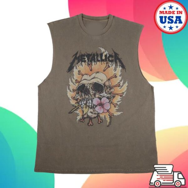 Metallica Merch Store Burning Flower Sleeveless T-Shirt