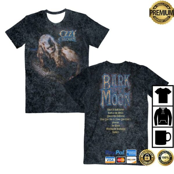 Ozzy Osbourne Merch Store Bark At The Moon Tracklist Tee