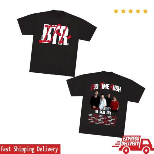Big Time Rush Merch Store Btr In Real Life Worldwide 2025 Tour Tee