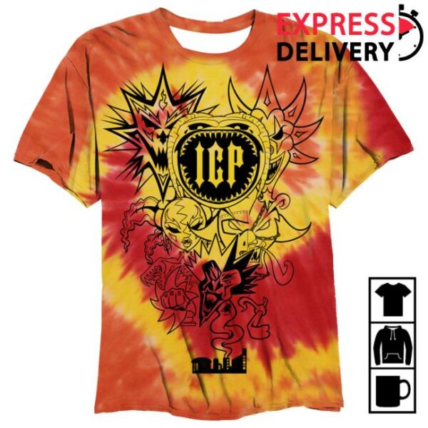 Insane Clown Posse Store Merch 2Nd 6 Jokers In Orange Twist Dye T-Shirt