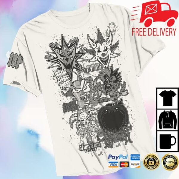 Insane Clown Posse Store Merch Last 6 Joker Cards Splatter In White T-Shirt