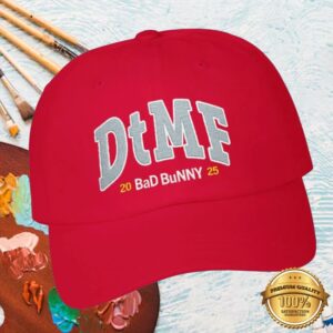 Bad Bunny Dtmf Merch Store Embroidered Red Cap