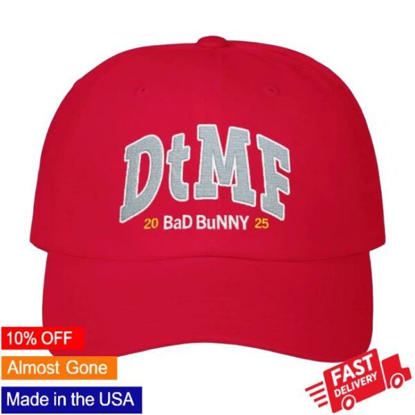 Bad Bunny Dtmf Merch Store Embroidered Red Cap