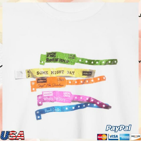 Paul Smith Merch Store Paul Smith X Oasis White Wristbands Print T-Shirt