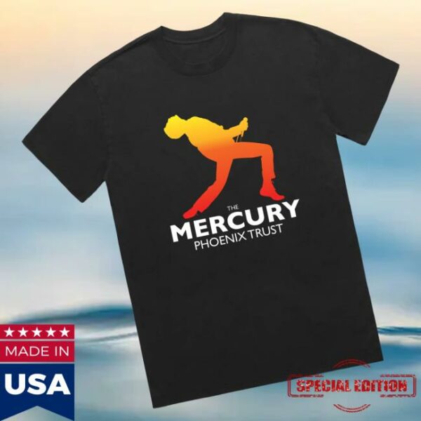 Queen Merch Store Mercury Phoenix Trust Logo Silhouette Black T-Shirt