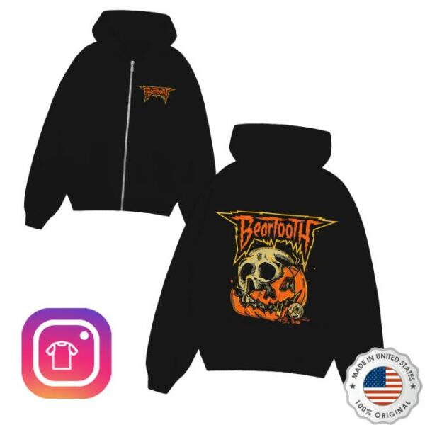 Beartooth Band Merch Store Jack-O-Skull Zip Up Hoodie