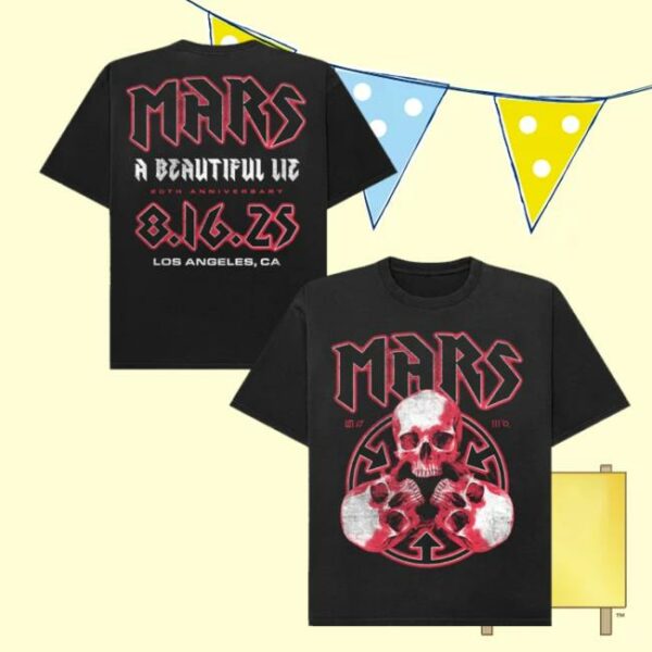 Thirty Seconds To Mars Store Merch A Beautiful Lie 20Th Anniversary 3 Skull Tee