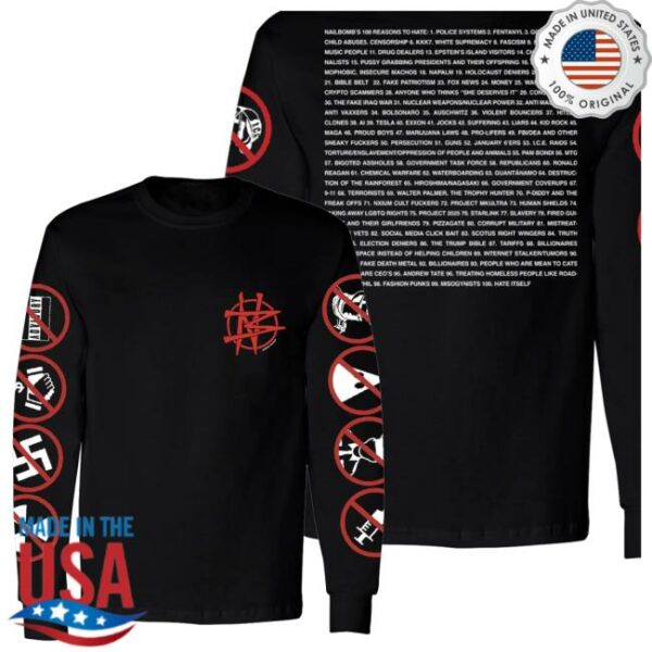 Maximum Cavalera Store Merch Nailbomb 100 Reasons To Hate 2025 Long Sleeve