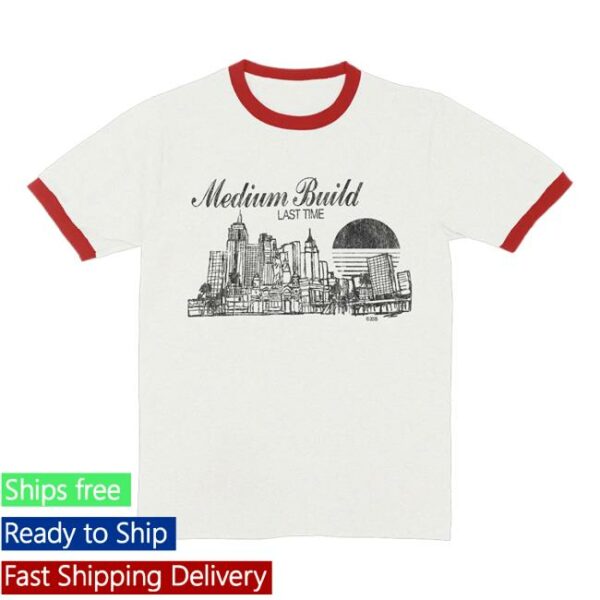 Medium Build Merch Store Cityscape Ringer Tee