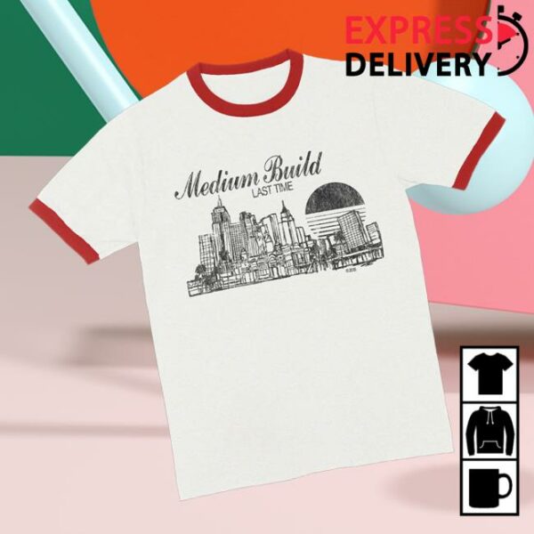 Medium Build Merch Store Cityscape Ringer Tee