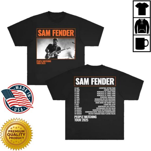 Polydor Merch Store Sam Fender People Watching Tour 2025 Dateback T-Shirt