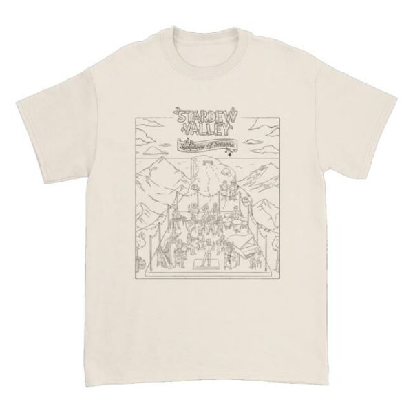 Stardew Valley Merch Store Line Art Symphony Of Seasons Natural T-Shirt