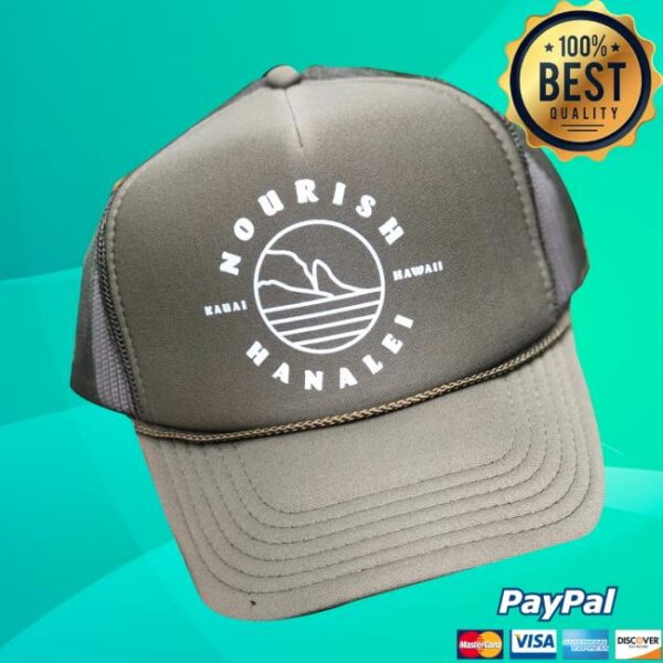 Nourish Hanalei Store Merch Olive Logo Hat