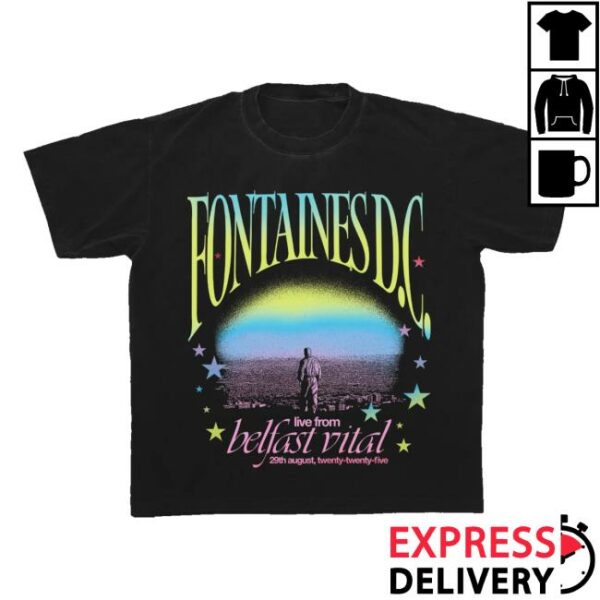 Fontaines Dc Merch Store Belfast Vital 29Th August 2025 Black Event T-Shirt